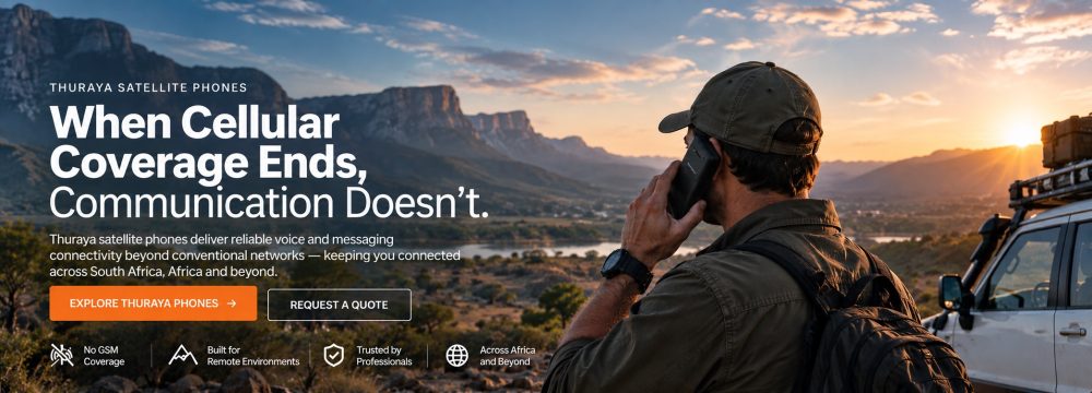 satellite phone South Africa, satellite phones Africa, Thuraya South Africa, Thuraya satellite phone, satellite communication Africa, satellite phone for remote areas, satellite phone for mining, satellite phone for farmers, maritime satellite phone, satellite phone for conservation, emergency satellite communication, satellite phone no cellular coverage, Thuraya ONE, Thuraya XT-PRO, Thuraya XT-PRO DUAL, and Thuraya XT-LITE.